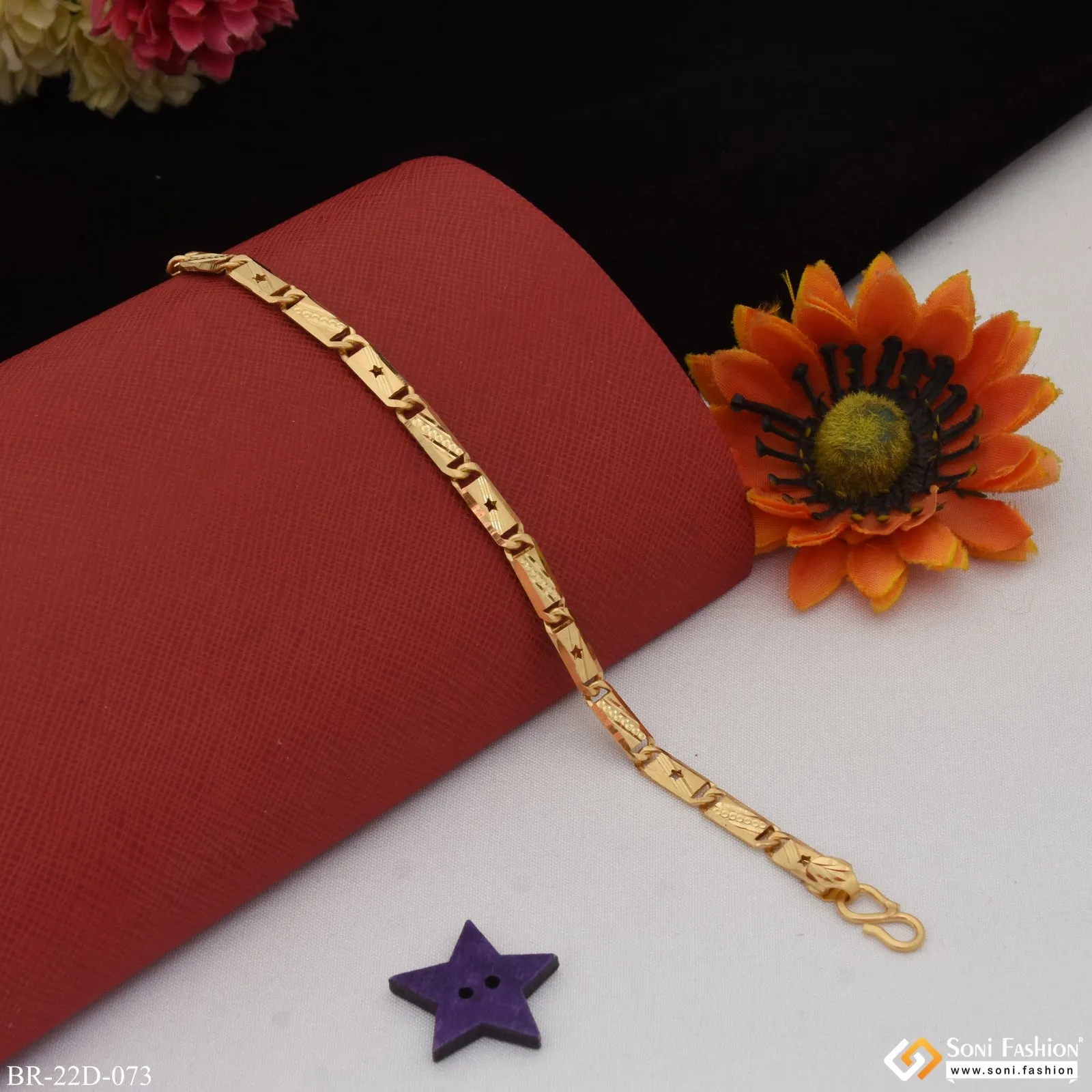1 Gram Gold Plated Awesome Design Nawabi Bracelet for Men - Style D073