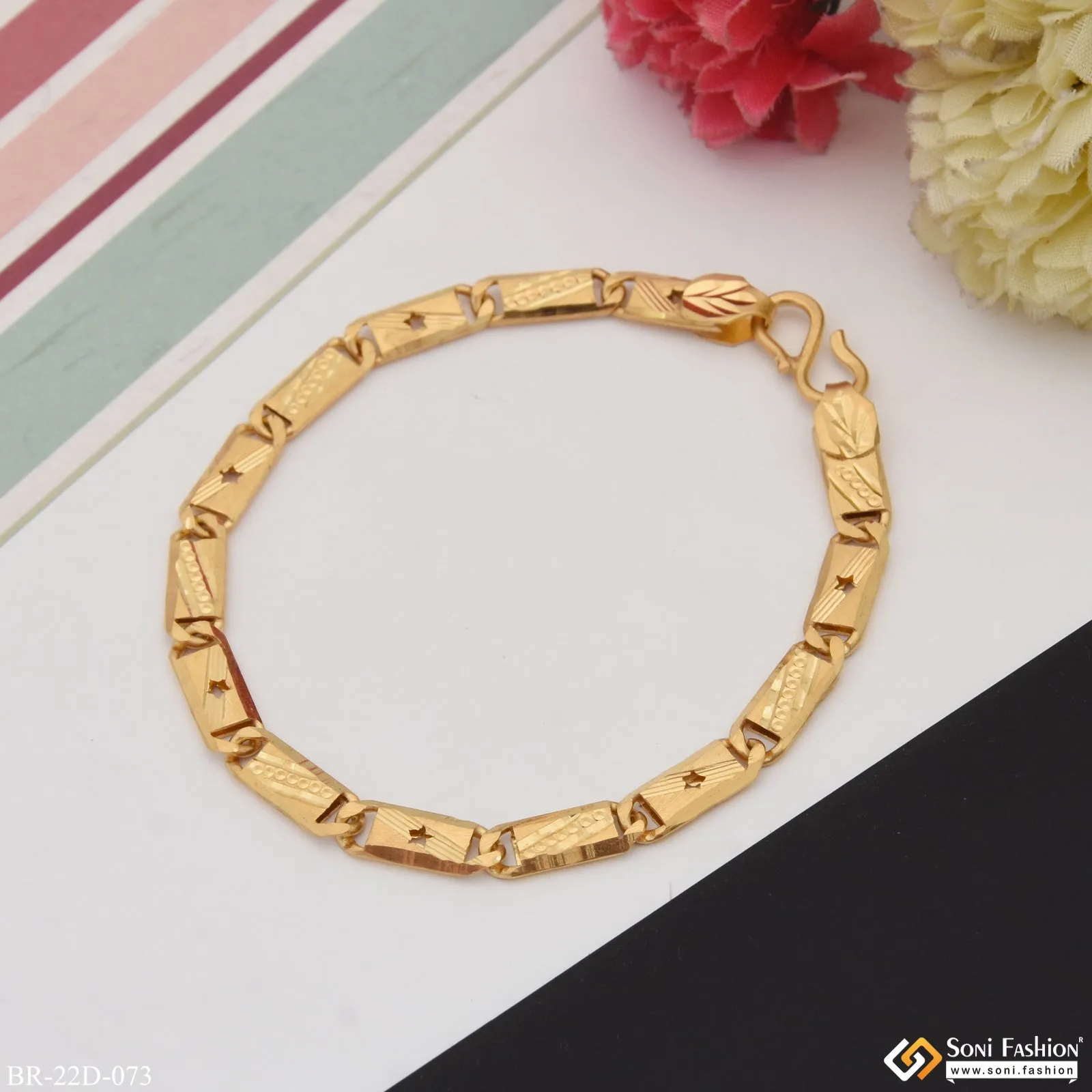 1 Gram Gold Plated Awesome Design Nawabi Bracelet for Men - Style D073