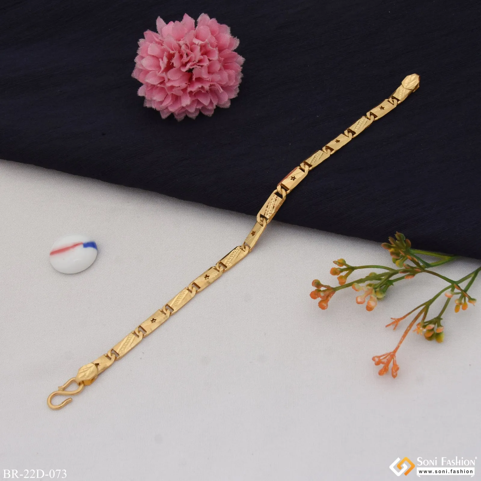 1 Gram Gold Plated Awesome Design Nawabi Bracelet for Men - Style D073