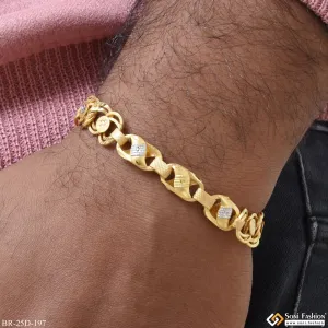 1 Gram Gold Plated Linked Glamorous Design Kohli Bracelet for Men - Style D197