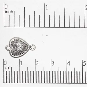 18mm x 12mm Ornate Filigree Heart Connector - Made of Pewter - Sold Individually - CBS2642