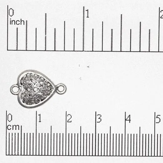 18mm x 12mm Ornate Filigree Heart Connector - Made of Pewter - Sold Individually - CBS2642