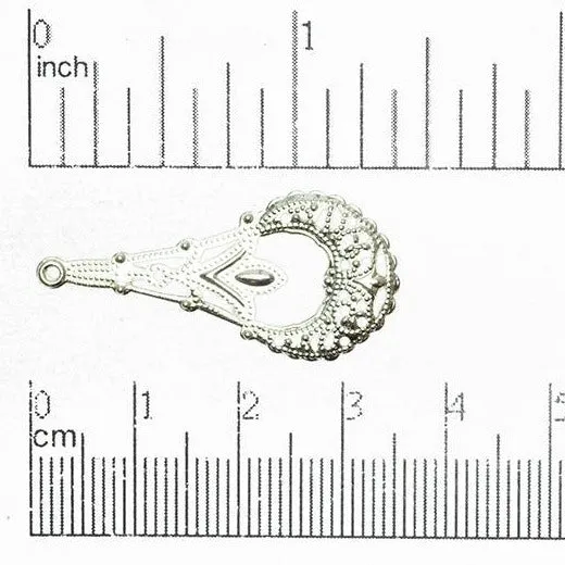 35mm x 16mm Stamped Filigree Teardrop Chandelier Earring - Made of Brass - Sold Individually - EW900