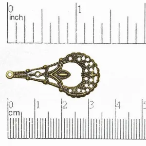 35mm x 16mm Stamped Filigree Teardrop Chandelier Earring - Made of Brass - Sold Individually - EW900