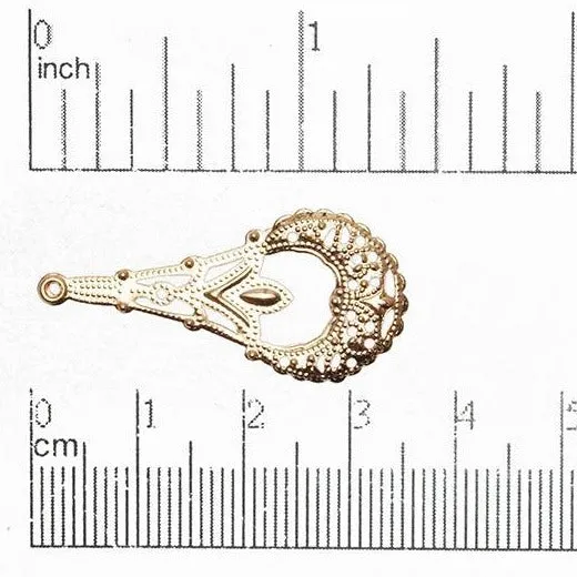 35mm x 16mm Stamped Filigree Teardrop Chandelier Earring - Made of Brass - Sold Individually - EW900
