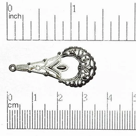 35mm x 16mm Stamped Filigree Teardrop Chandelier Earring - Made of Brass - Sold Individually - EW900
