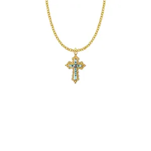 7/8 Inch 14KT Gold Filled Filigree Cross Necklace