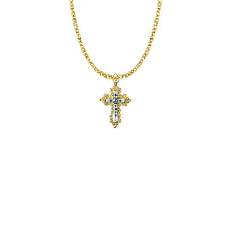 7/8 Inch 14KT Gold Filled Filigree Cross Necklace