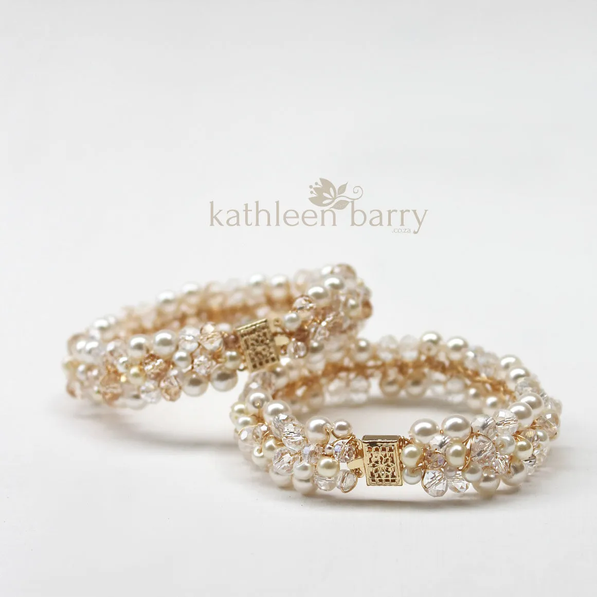Alison champagne gold crystal pearl bracelet