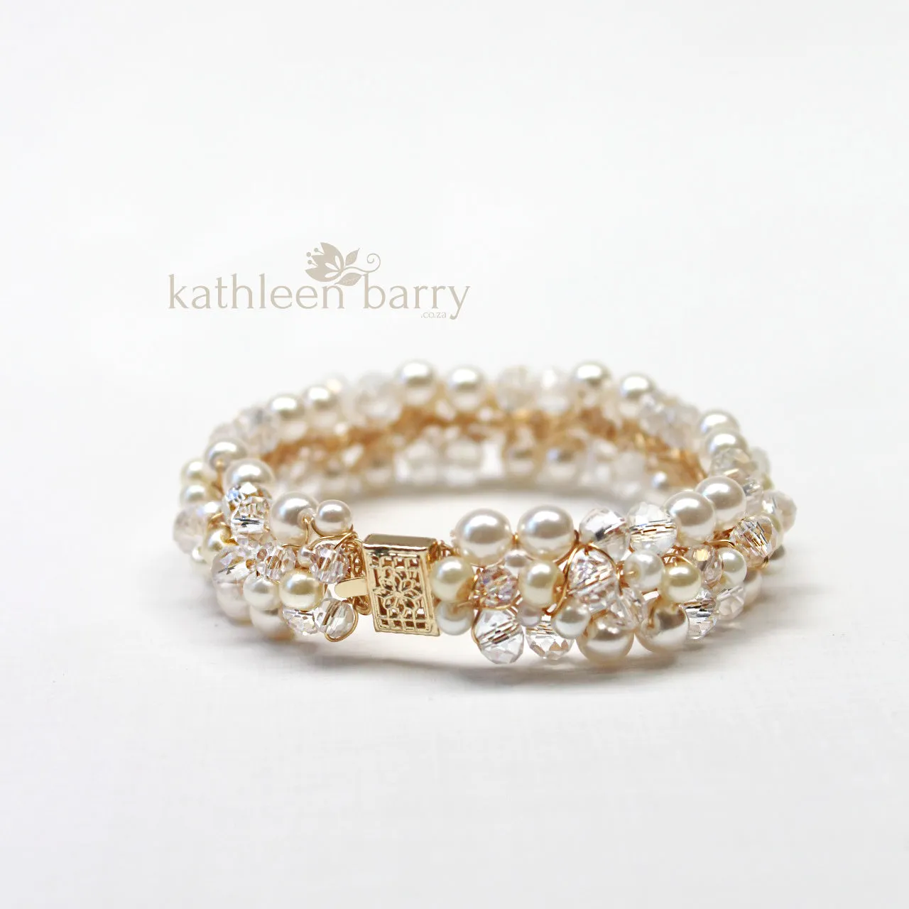 Alison champagne gold crystal pearl bracelet