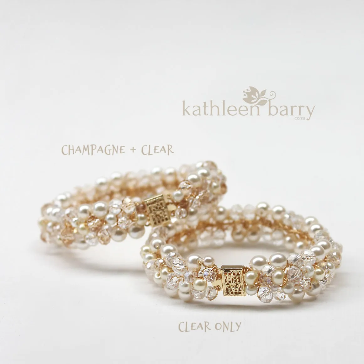 Alison champagne gold crystal pearl bracelet
