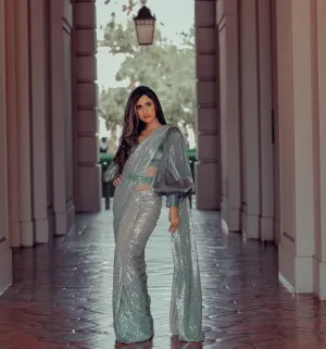 Beautiful Sequence Embroidery Work Saree