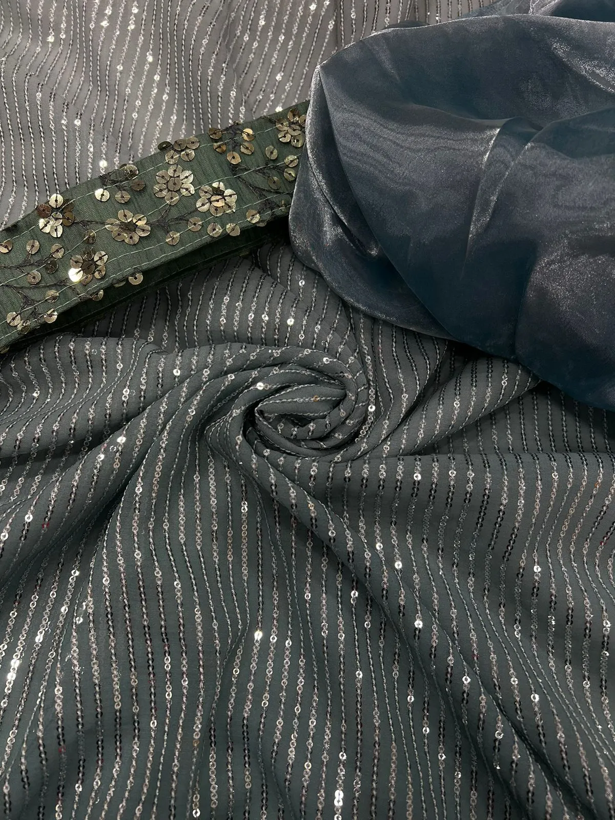 Beautiful Sequence Embroidery Work Saree