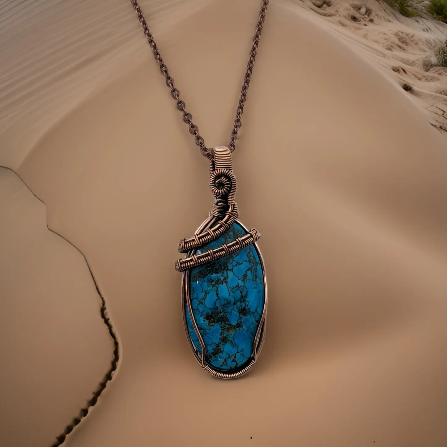 Copper Wrapped, Turquoise, Necklace