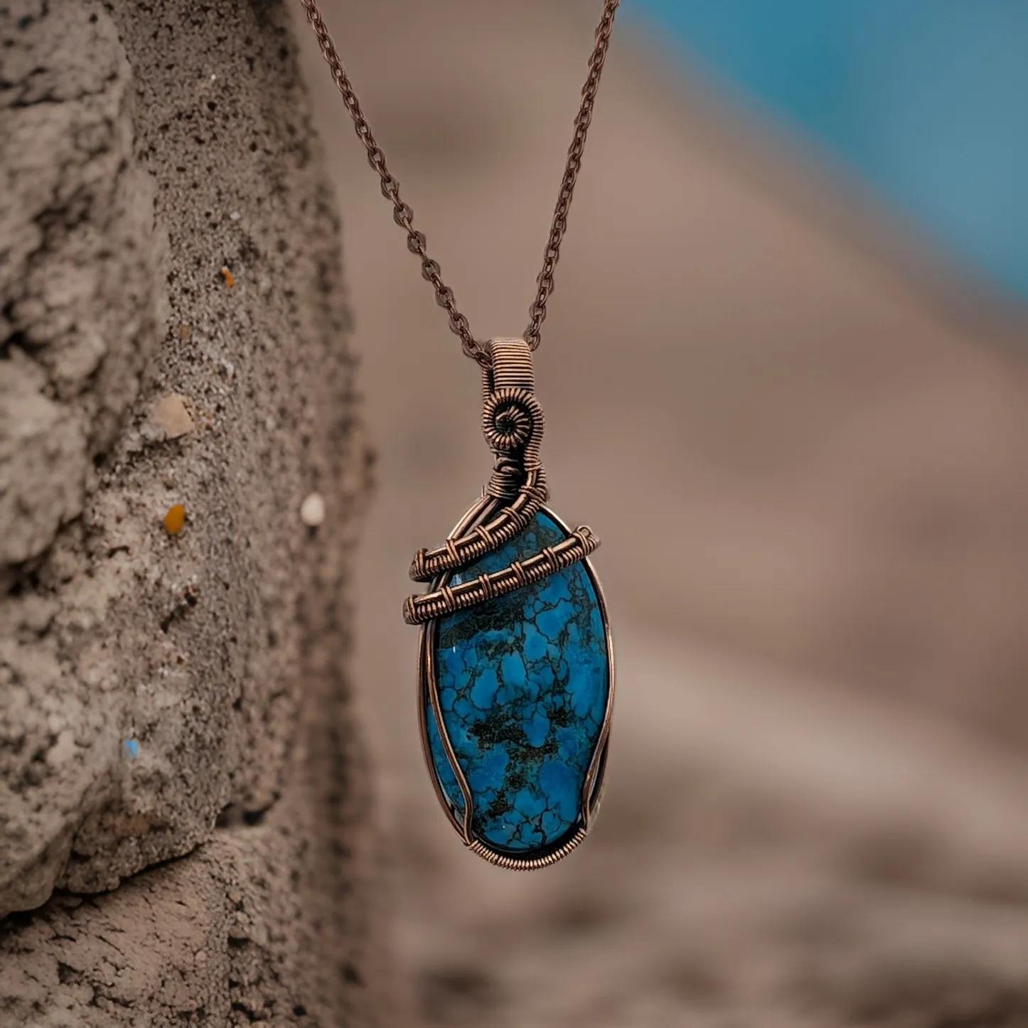 Copper Wrapped, Turquoise, Necklace