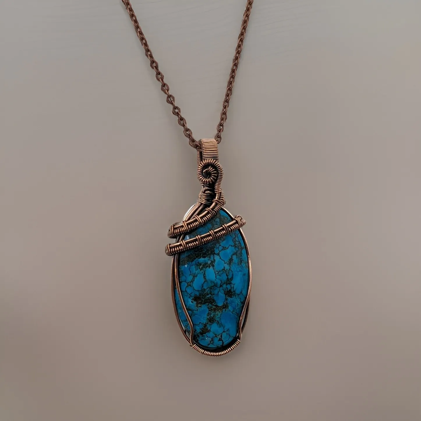Copper Wrapped, Turquoise, Necklace