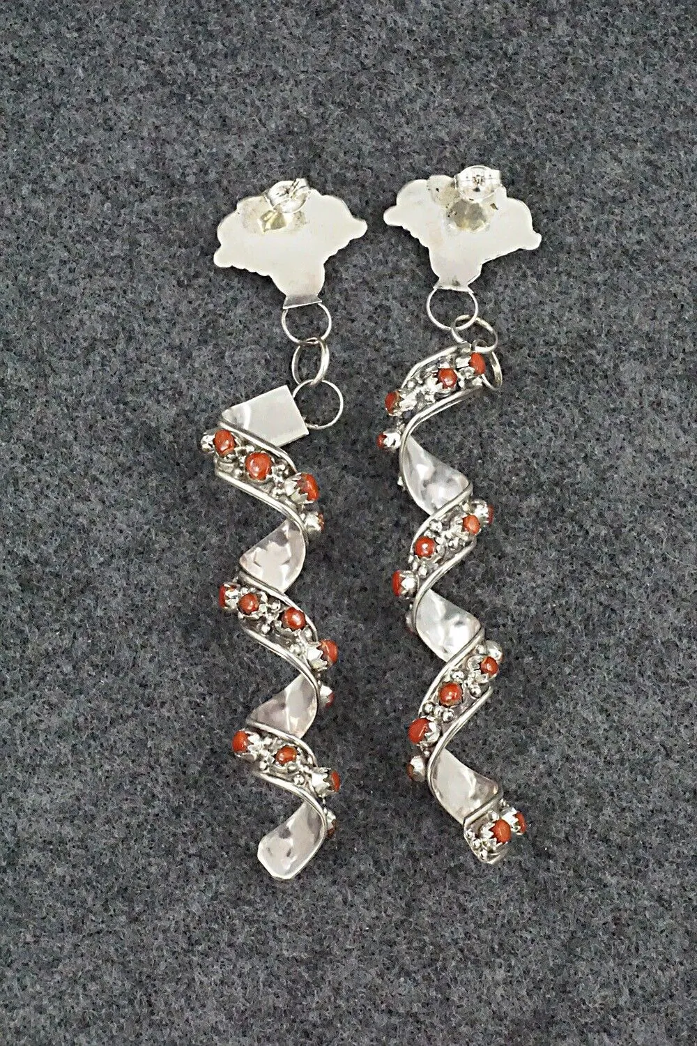 Coral & Sterling Silver Earrings - Joanne Cheama