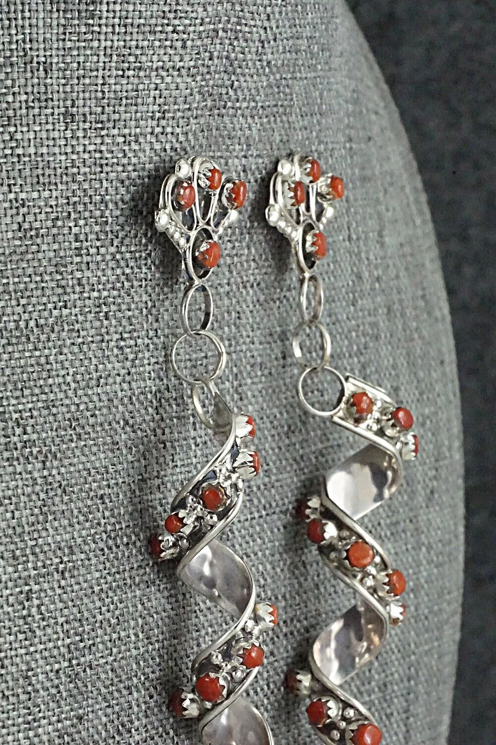 Coral & Sterling Silver Earrings - Joanne Cheama