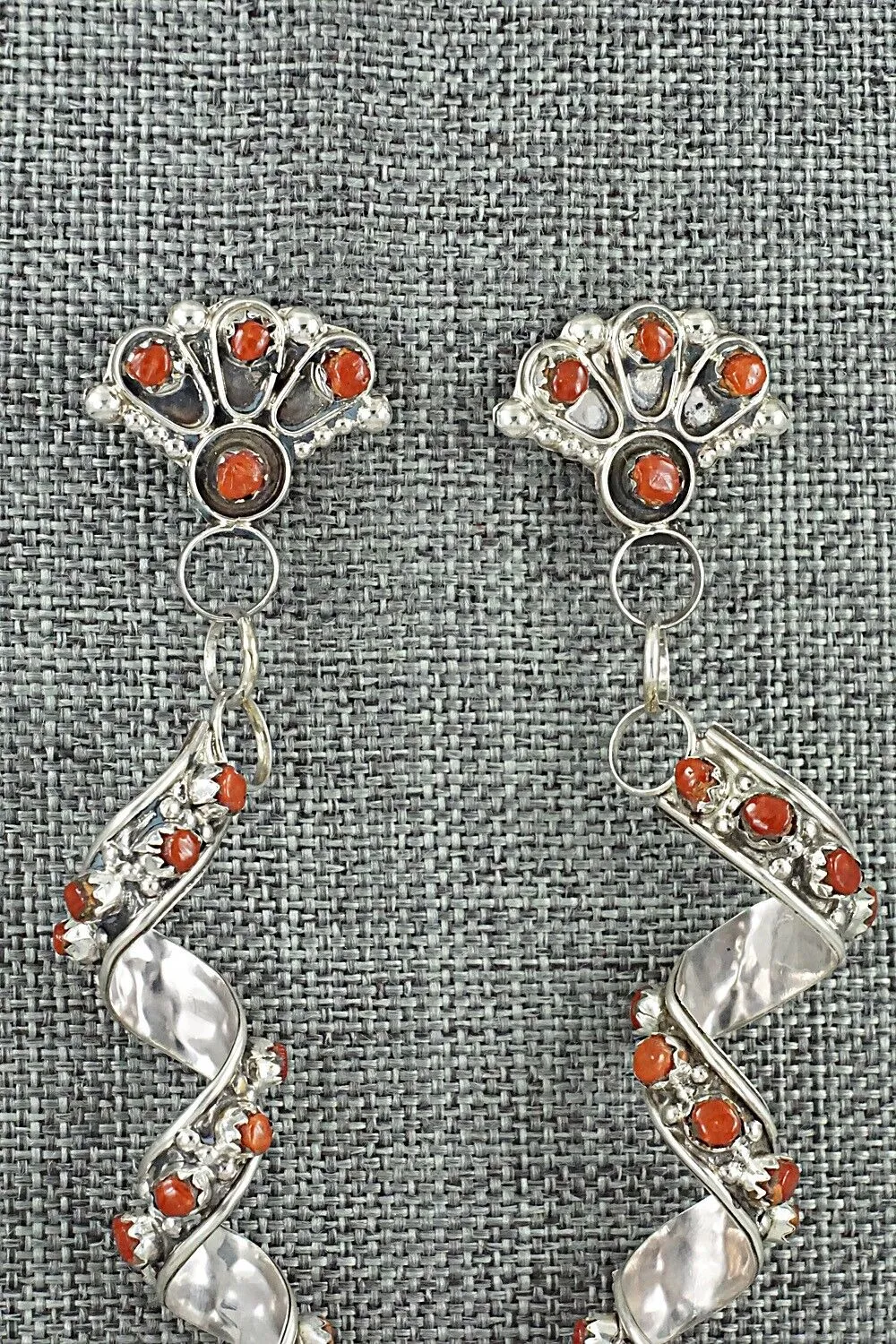 Coral & Sterling Silver Earrings - Joanne Cheama