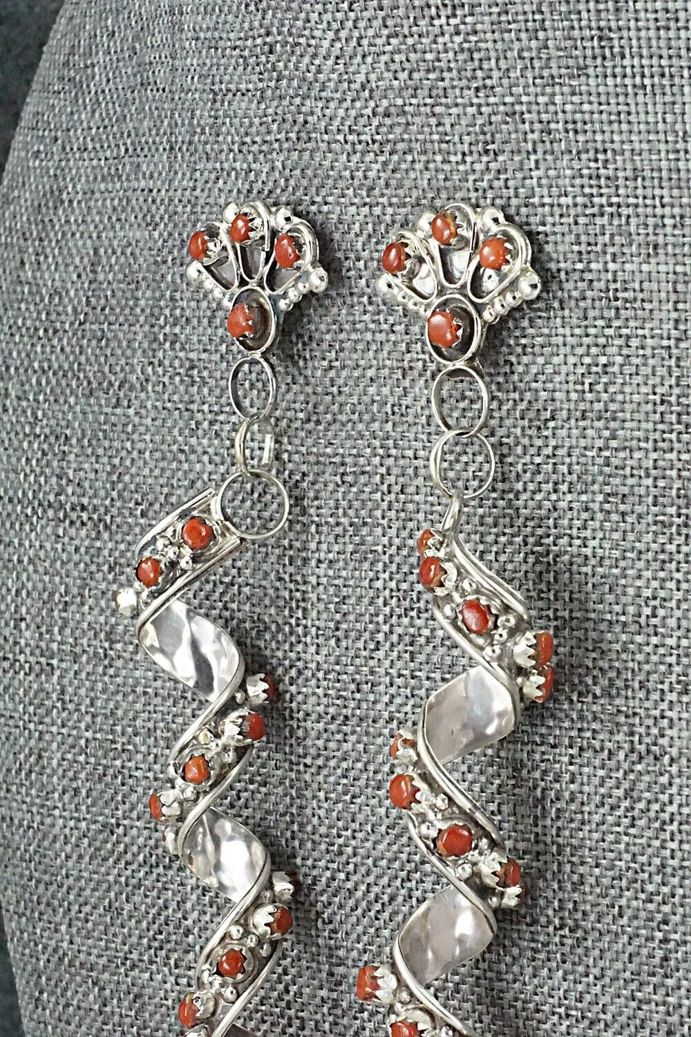 Coral & Sterling Silver Earrings - Joanne Cheama
