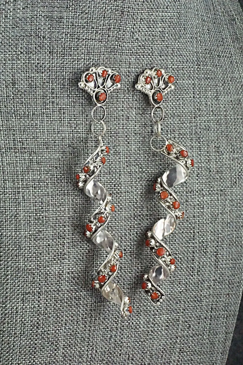 Coral & Sterling Silver Earrings - Joanne Cheama