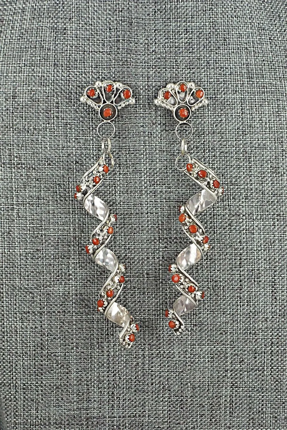 Coral & Sterling Silver Earrings - Joanne Cheama