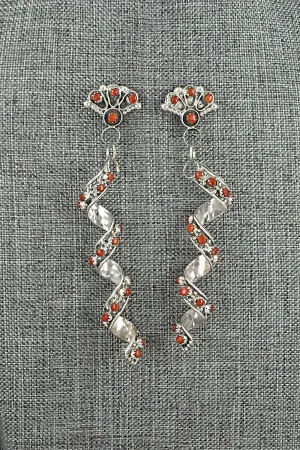 Coral & Sterling Silver Earrings - Joanne Cheama