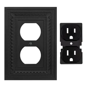 Filigree Border Matte Black Cast - 1 Duplex Wallplate