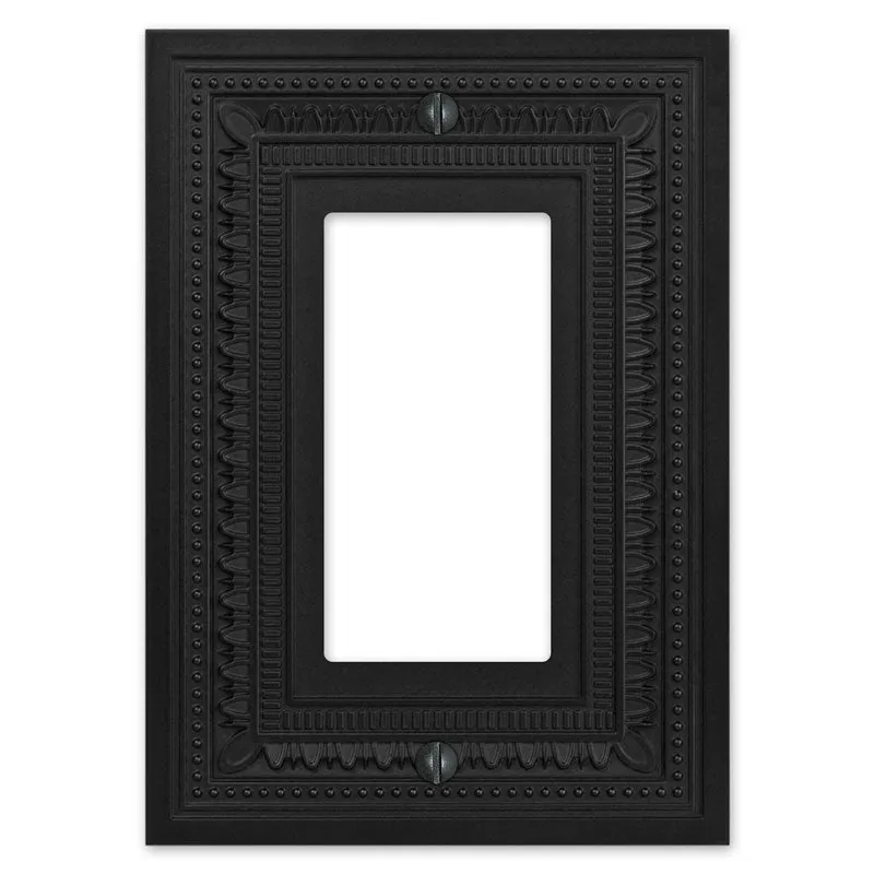 Filigree Border Matte Black Cast - 1 Rocker Wallplate