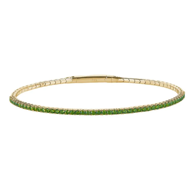 Gold vermeil finish sterling silver single row simulated peridot birthstones