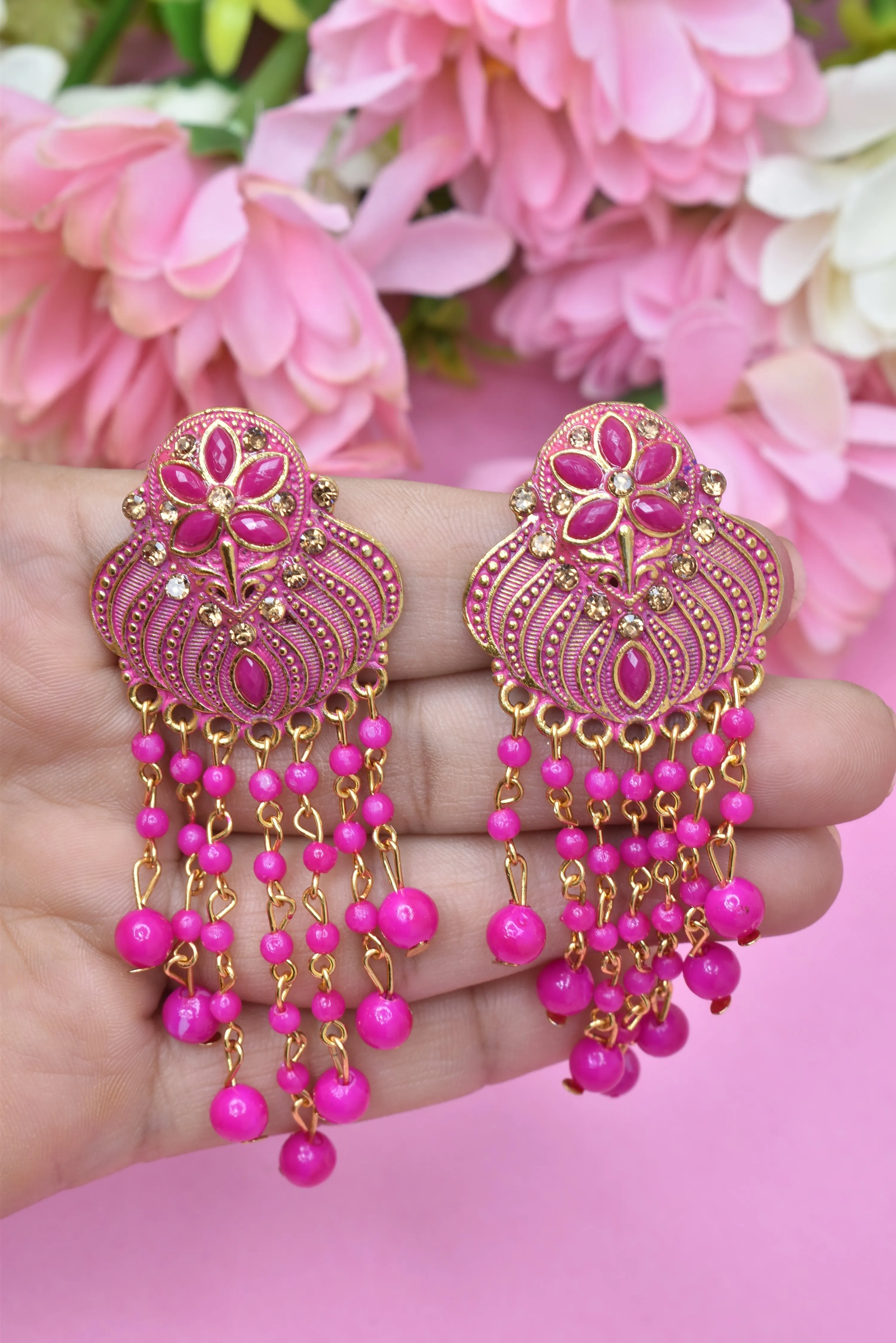 Golden Oxidized Earrings: Party, Wedding, Festive Elegance