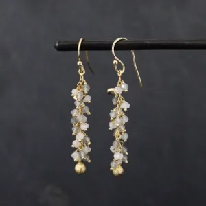 Labradorite, Moonstone and Gold Vermeil Cluster Earrings