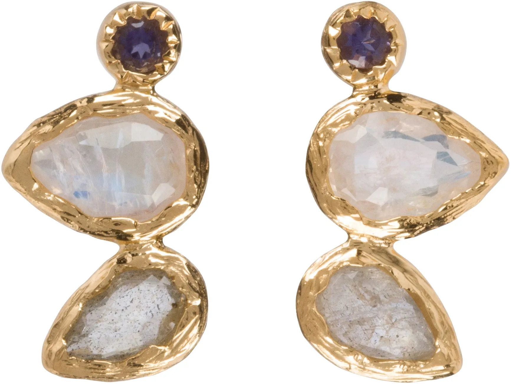 Labradorite, Moonstone Iolite Studs