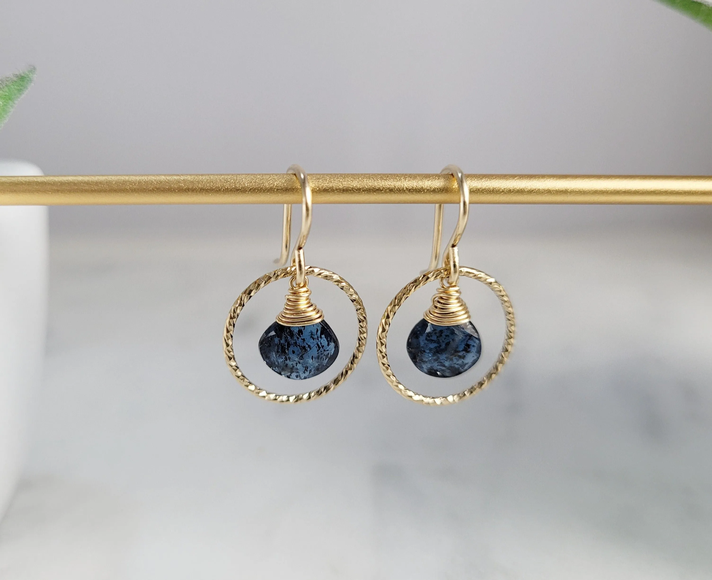 Moss Kyanite Hoop Earrings
