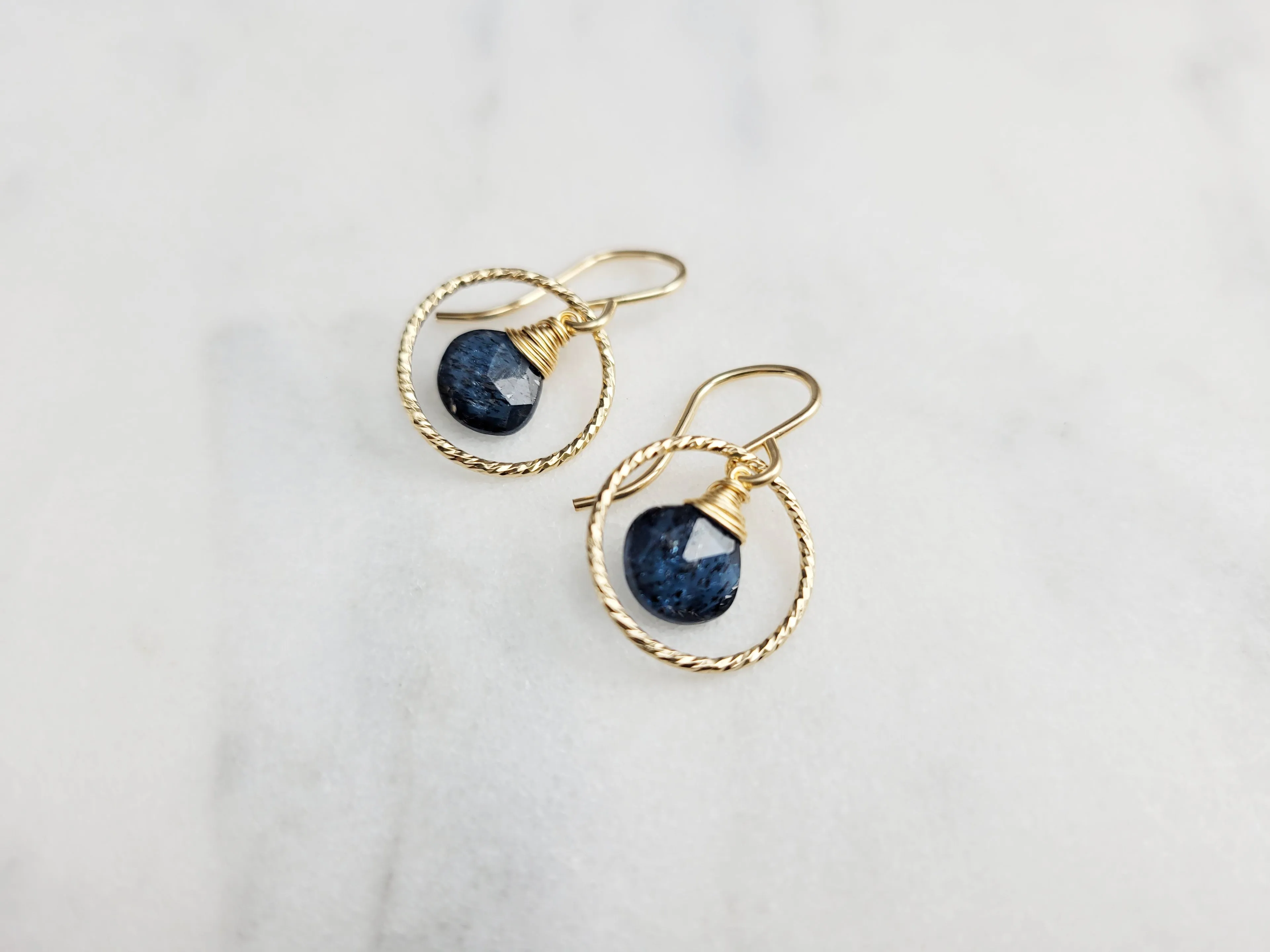 Moss Kyanite Hoop Earrings