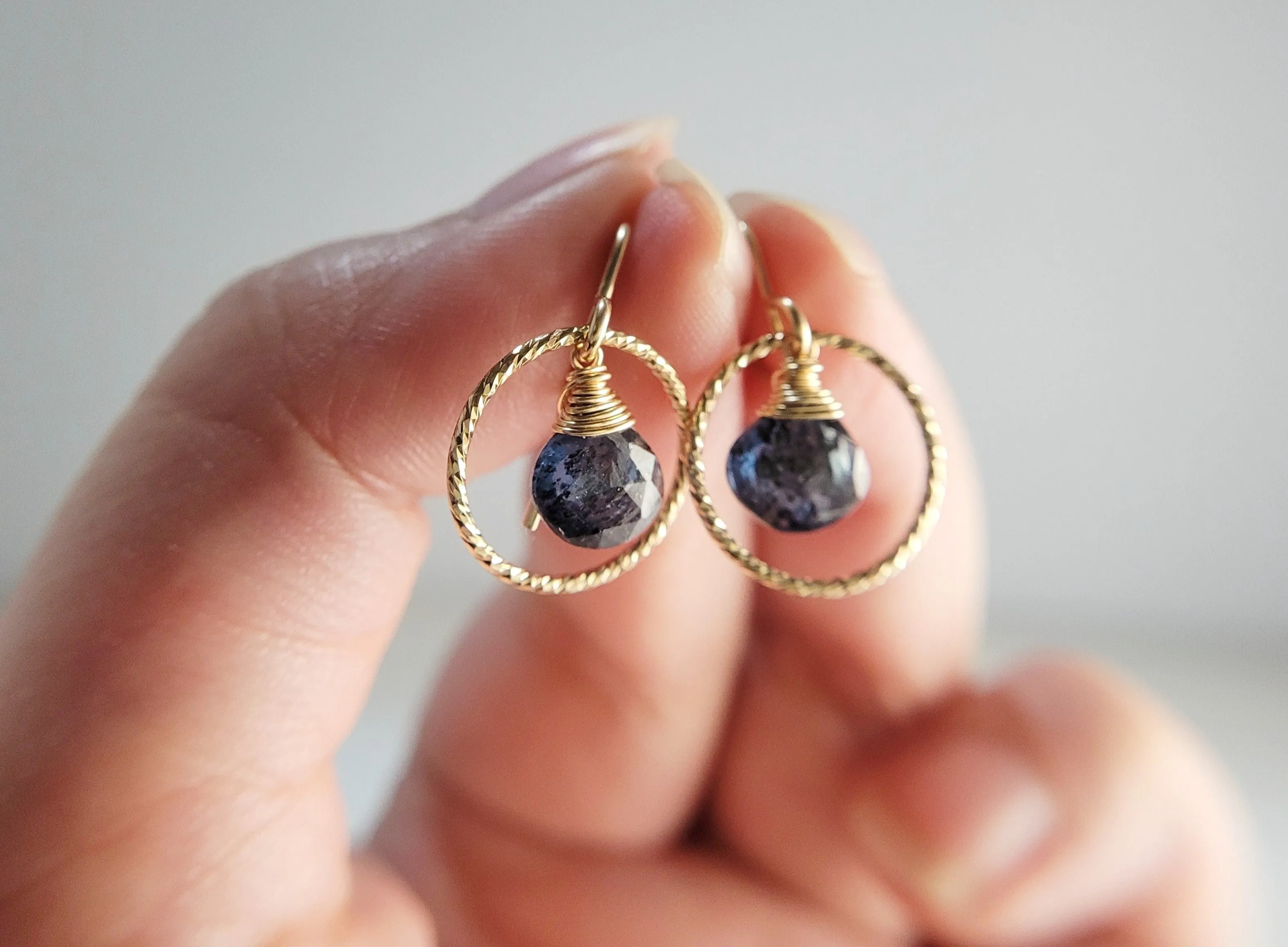 Moss Kyanite Hoop Earrings