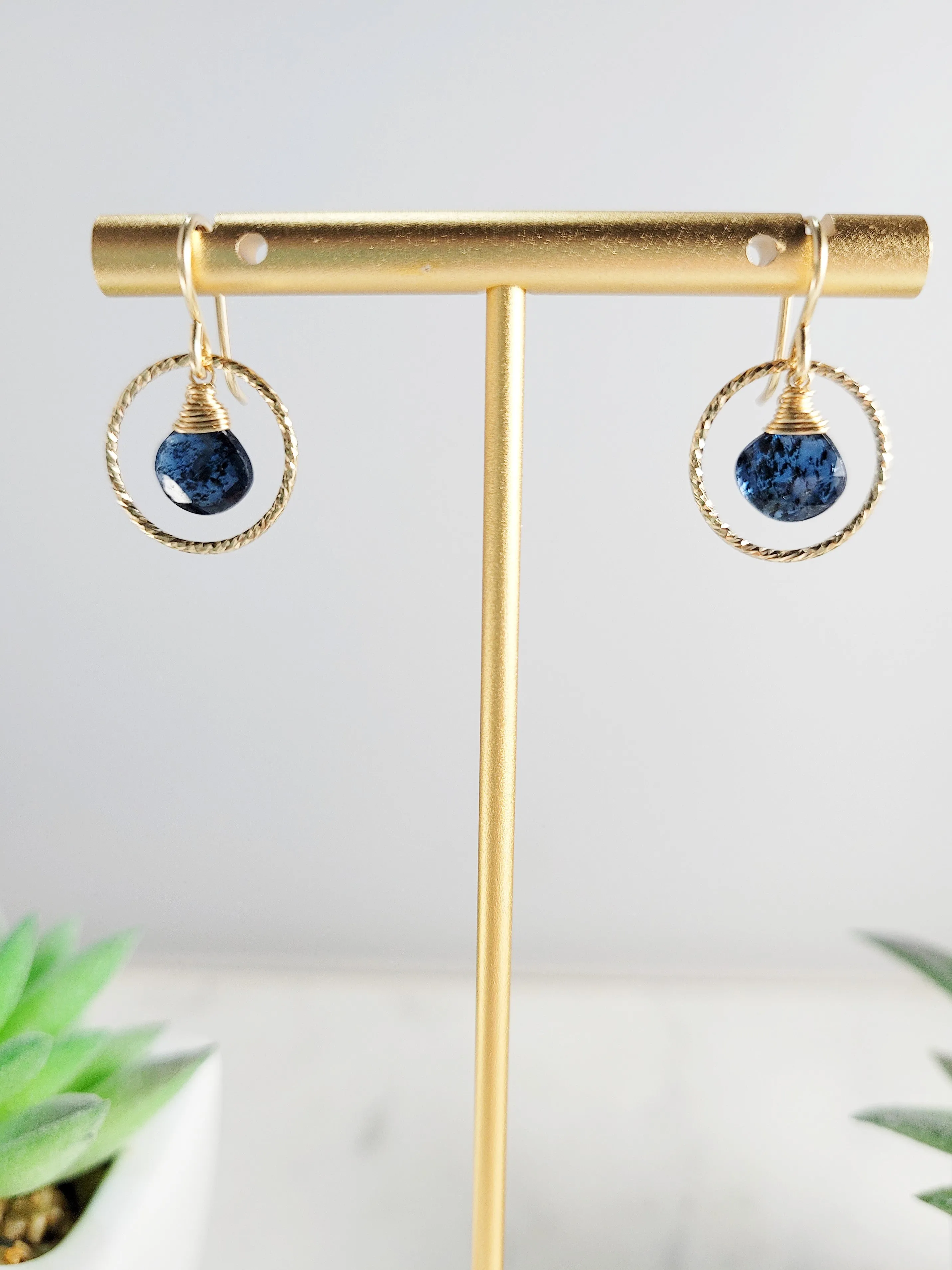 Moss Kyanite Hoop Earrings