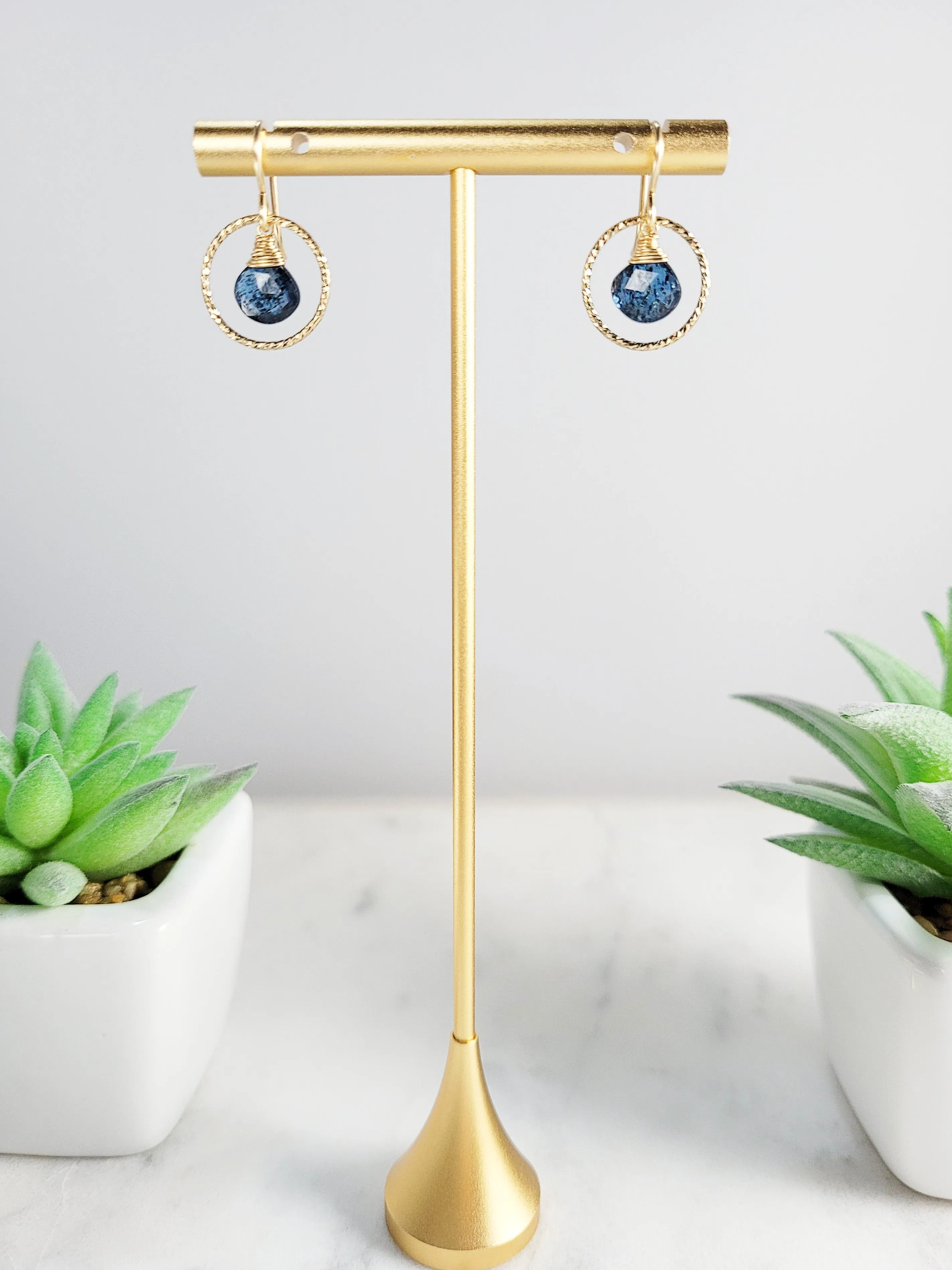Moss Kyanite Hoop Earrings