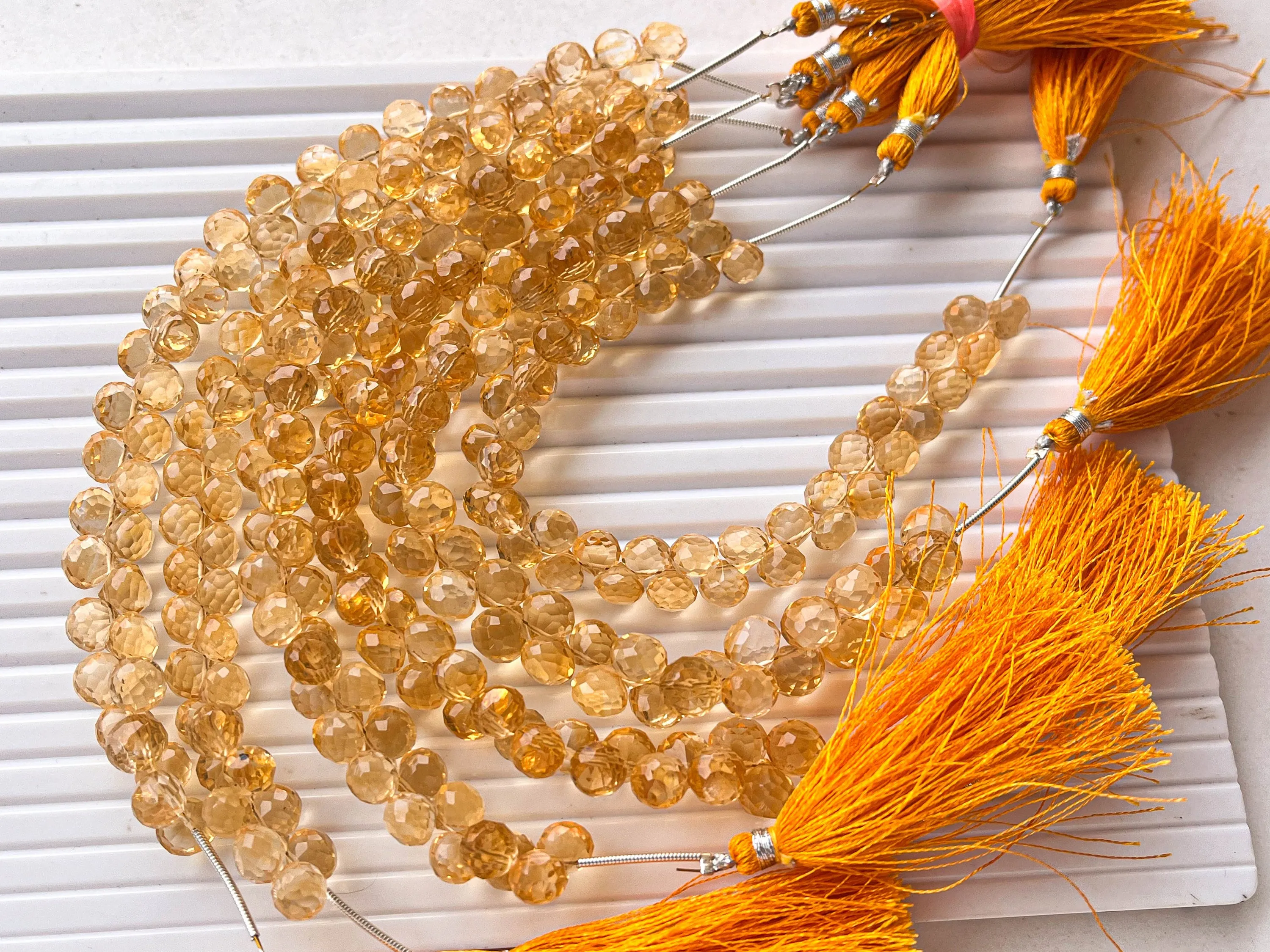 Natural Citrine Micro faceted Onion shape Drops, Citrine gemstone, Citrine teardrops, Citrine Beads, Citrine drops, 6mm to 7mm