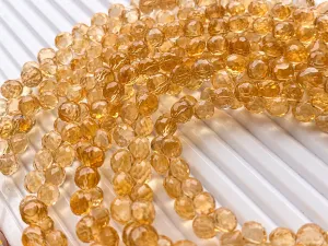 Natural Citrine Micro faceted Onion shape Drops, Citrine gemstone, Citrine teardrops, Citrine Beads, Citrine drops, 6mm to 7mm