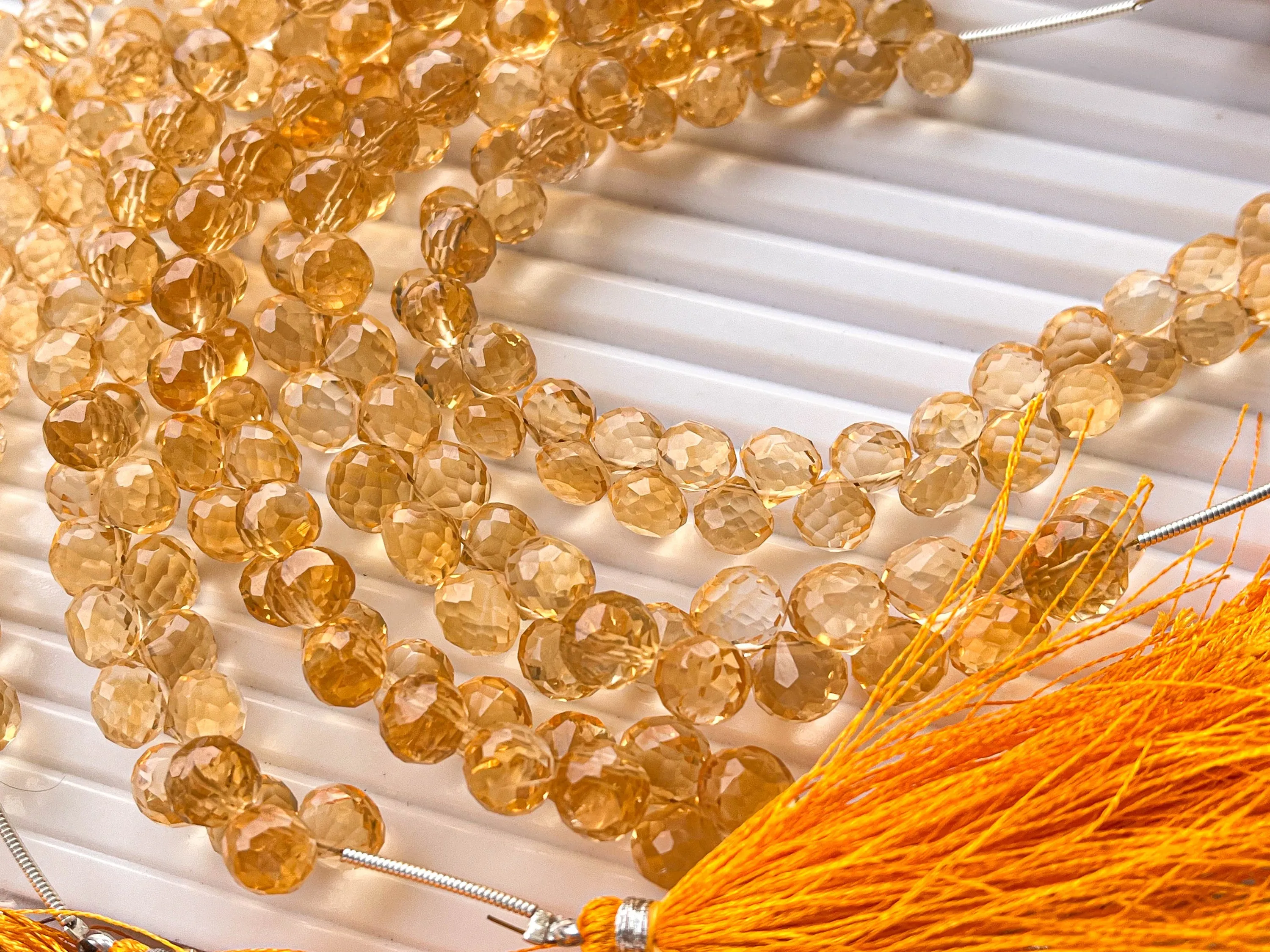 Natural Citrine Micro faceted Onion shape Drops, Citrine gemstone, Citrine teardrops, Citrine Beads, Citrine drops, 6mm to 7mm
