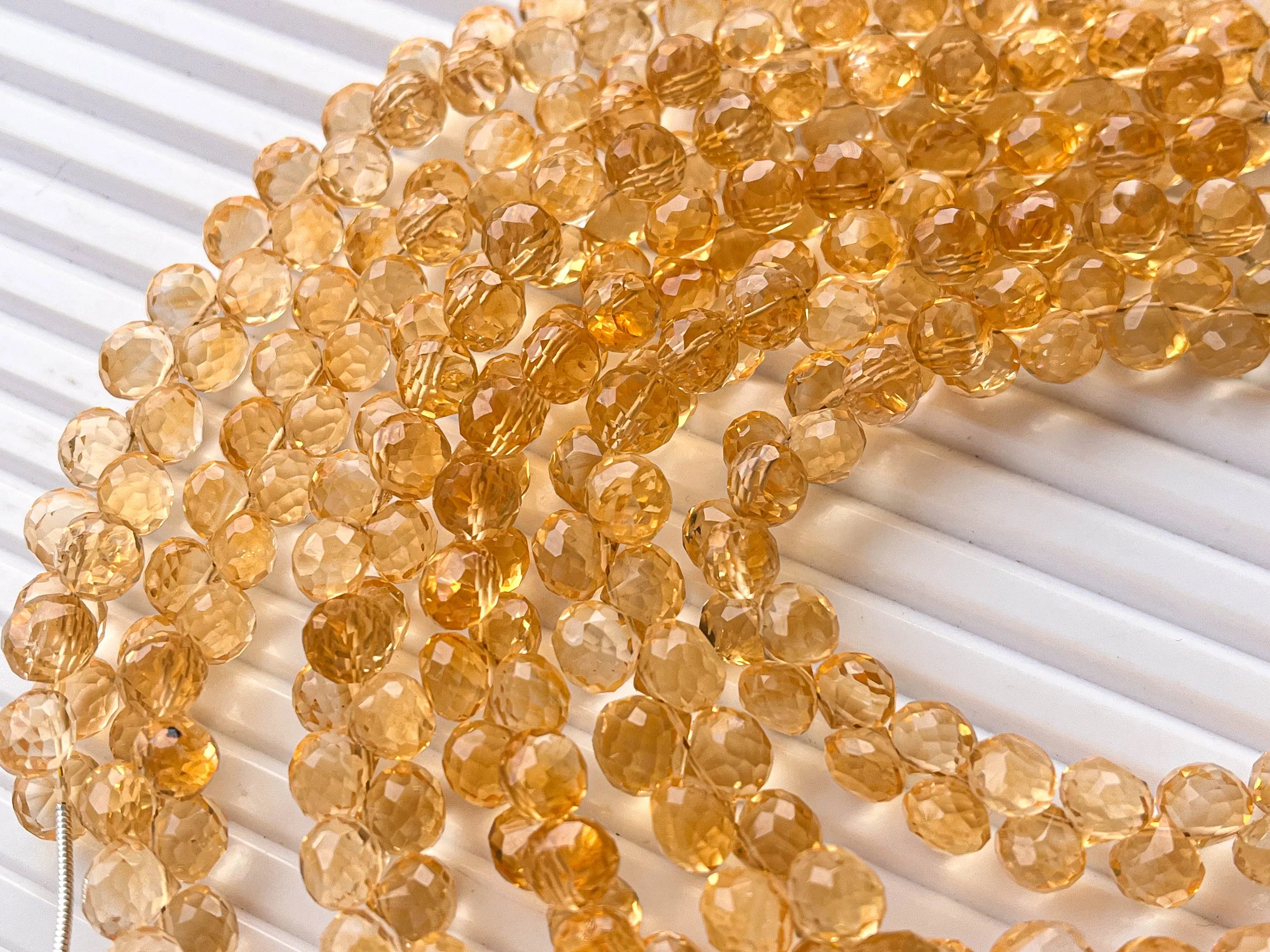 Natural Citrine Micro faceted Onion shape Drops, Citrine gemstone, Citrine teardrops, Citrine Beads, Citrine drops, 6mm to 7mm