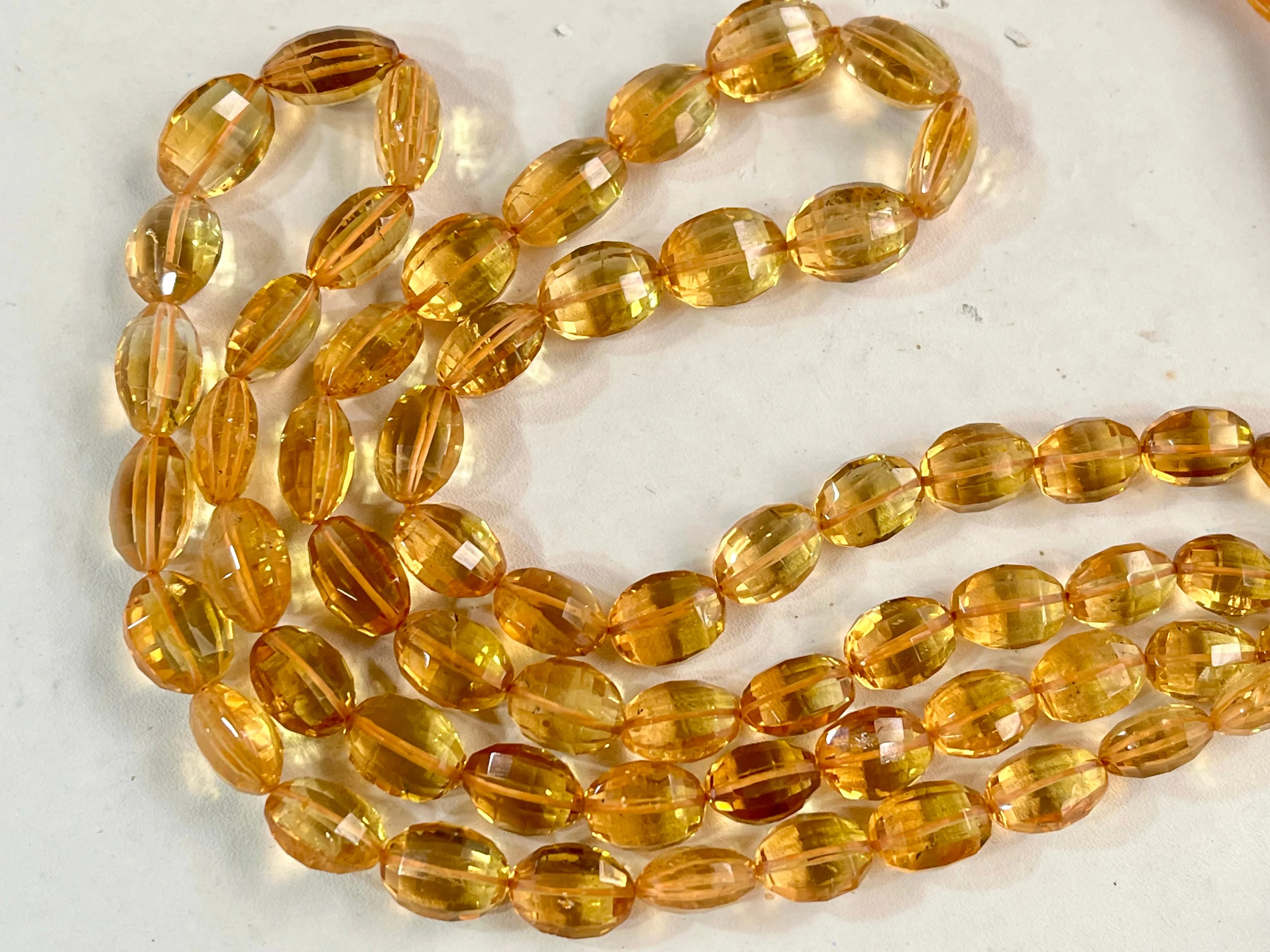 Natural Citrine Oval Shape Step cut Beads