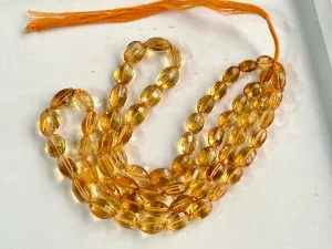 Natural Citrine Oval Shape Step cut Beads