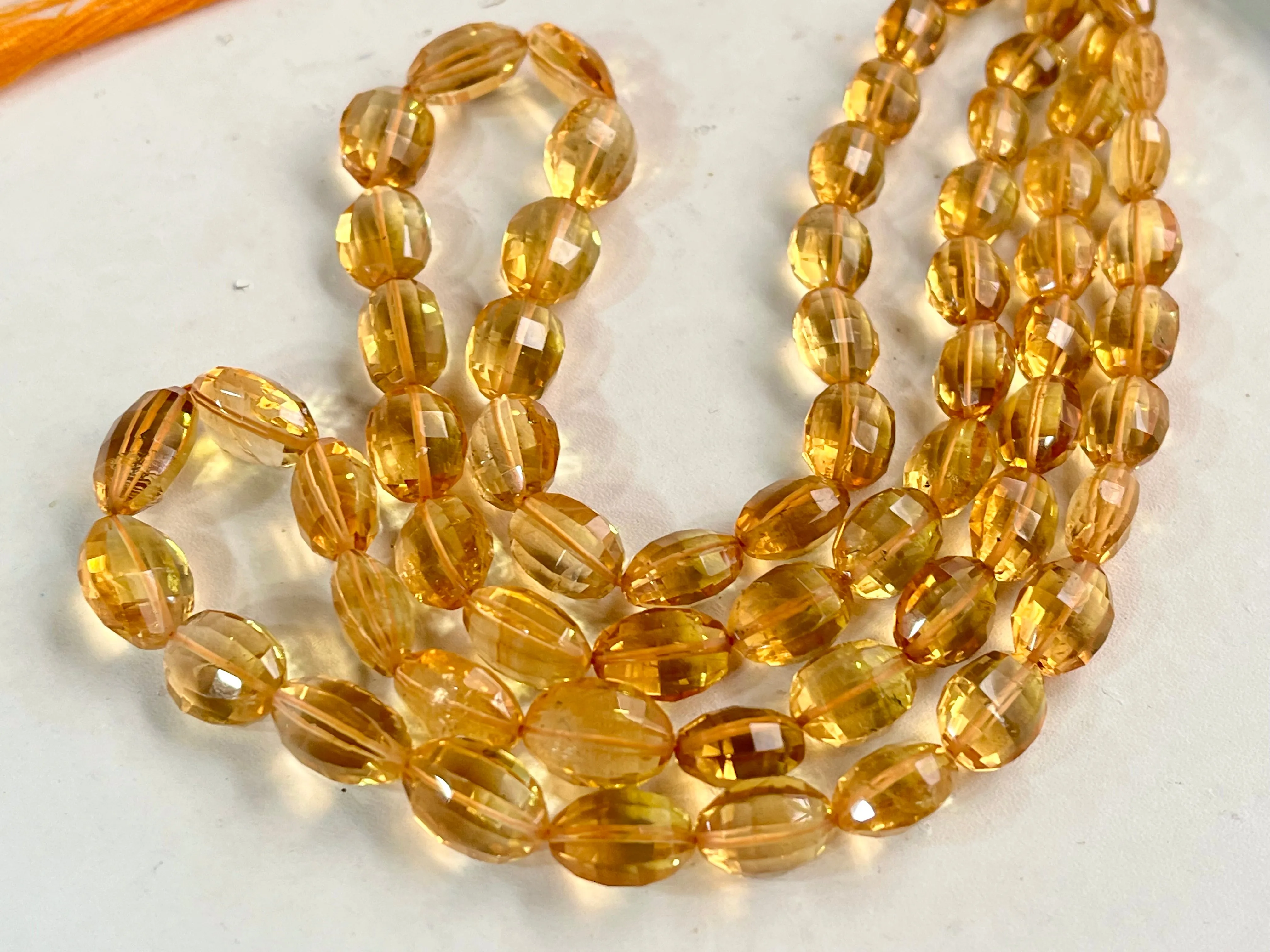 Natural Citrine Oval Shape Step cut Beads