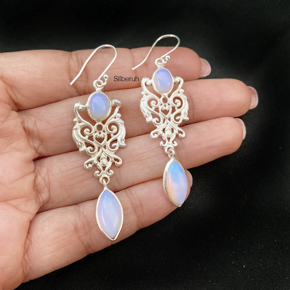Opalite Filigree Silver Earring