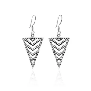 Oxidised Silver Filigree Triangluar Dangles