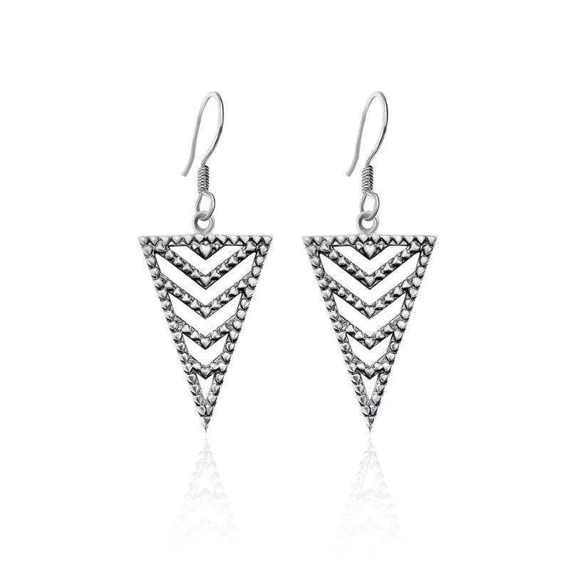 Oxidised Silver Filigree Triangluar Dangles