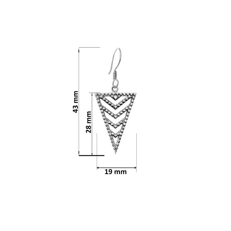 Oxidised Silver Filigree Triangluar Dangles