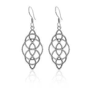 Oxidised Silver Long Water Drop Filigree Dangle